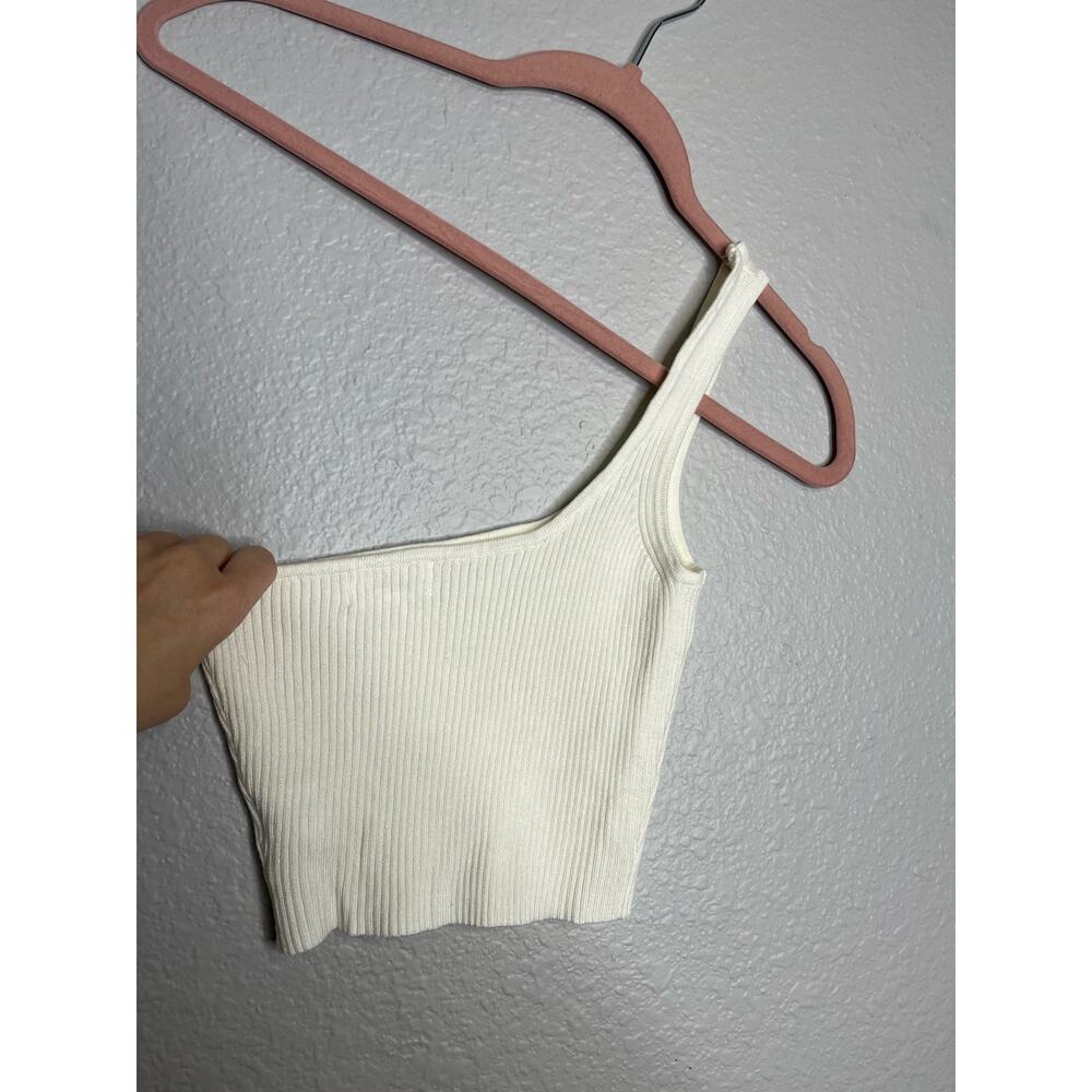 Superdown Ellie One Shoulder Ribbed Crop Top L - Picture 2 of 5